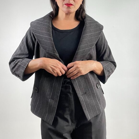 Sinéquanone Wide Neck Double Breasted Diplomatic Stripes Blazer Size 38 - Picture 3 of 13